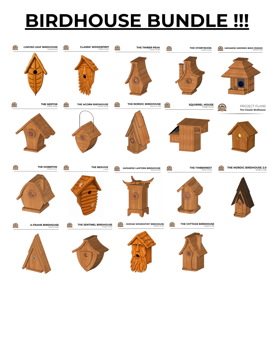 19 Birdhouse Plan Bundle! (All Birdhouse and Birdfeeder Plans for $15!